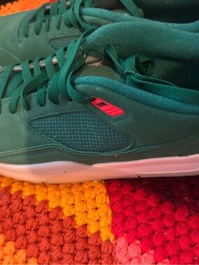 Jordan Men's Teal Green Sneakers with Pink Accent